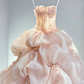 Pretty Pink Strapless Organza Appliques Long  Wedding Dress SP730