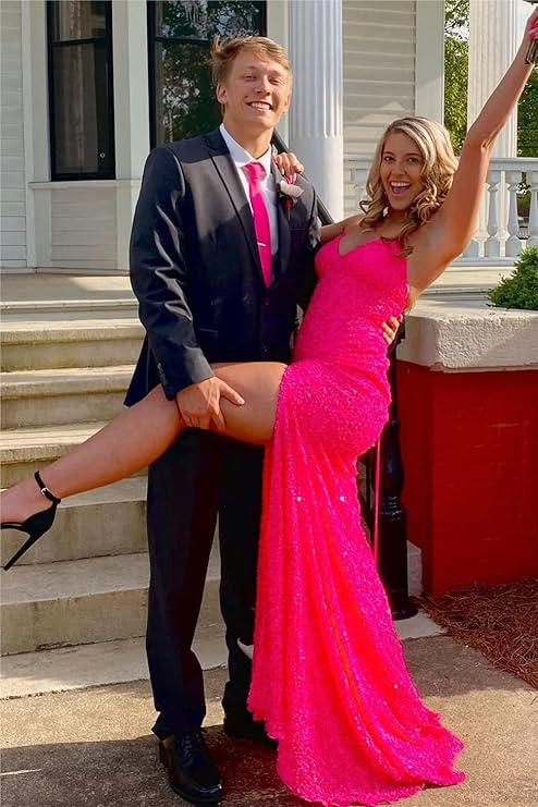 Elegant Pink Mermaid Prom Dress,Pink Evening Dress Y7386