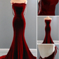 Charming Mermaid Wine Red Long Velvet Evening Dress  Y7404