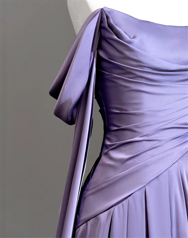 Modest Purple Satin Long Prom Dress,Purple Evening Dress  Y2589