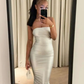 Sexy Strapless Midi-length Evening Dress,Birthday Outfit Dress Y5351