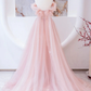 Pink Long Prom Dress, Pink A line Formal Graduation Dresses,Y2413