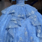 Luxurious Blue Lace Tulle Ball Gown,Blue Sweet 16 Dress,Quinceanera Dress Y4510