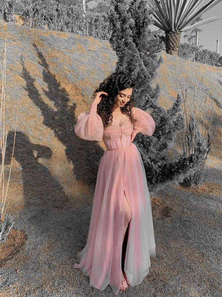 Light Pink A-line Tulle Prom Dress With Split Y4819 Simplepromdress Light Pink A-line Tulle Prom Dress With Split Y4819 Simplepromdress