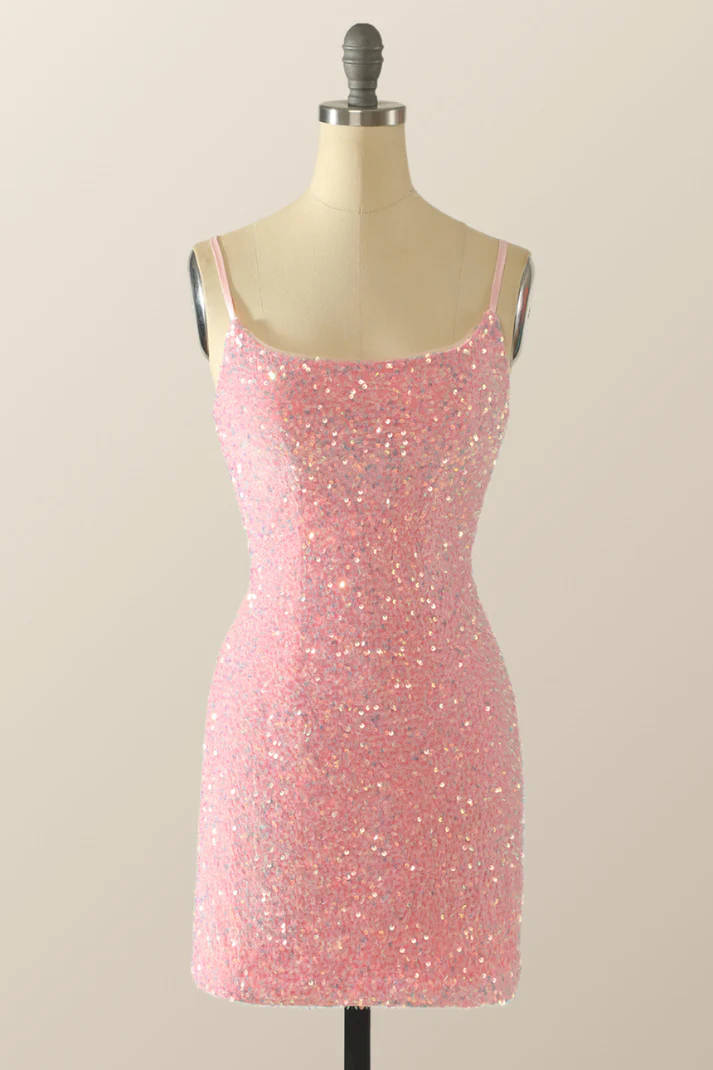 Cute Pink Sequins Homecoming Dress,Pink Backless Party Dress Y2041 Simplepromdress Cute Pink Sequins Homecoming Dress,Pink Backless Party Dress Y2041 Simplepromdress