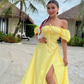 Charming Yellow A-line Prom Dress With Split Y6116