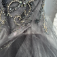 Fashion V Neck Black Tulle Beaded Mermaid Long Wedding Guest Dress Formal Birthday Party Dress Prom Gown  SP1451
