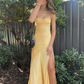 Simple Spaghetti Straps Slit Prom Dress Long Evening Gown Y7907