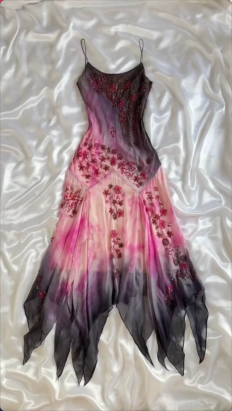 Gorgeous Spaghetti Straps Chiffon Beaded Evening Dress,Mermaid Prom Dress Y8222