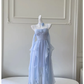 Simple Blue Spaghetti Straps Chiffon Homecoming Dress Party Dress Y8581