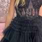 Cute A Line Sweetheart Tulle Black Short Homecoming Dresses with Appliques Y2725