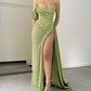 Sexy Special fabric Sleeveless Side Slit Mermaid Long Prom Dresses,Y2504