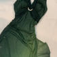 Ombre Green Chiffon Halter Long Prom Dress Glitter Evening Dress Y7481