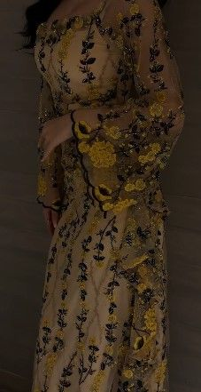 Beautiful Yellow Tulle Lace Beaded Long Prom Dress Evening Dress SP1192