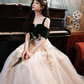 A-line Green Tulle Lace Long Prom Dress, Green Formal Evening Dress Y1928