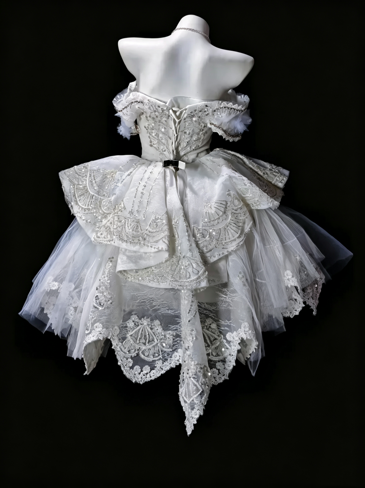 Glamorous White Tulle Beaded A Line Short Homecoming Dress,Off The Shoulder Short Prom Dress SP3167