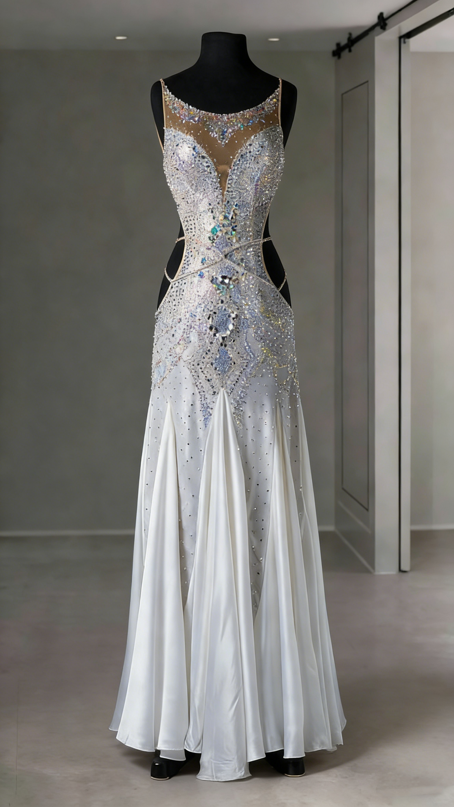 Gorgeous Spaghetti Straps Satin Beaded Mermaid Evening Dress Long Birthday Party Dress SP1749