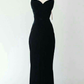 Vintage Black Velvet Evening Dress Halter Dress Style 30s Sweetheart Neckline Y4771