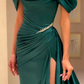 Elegant Green Prom Dress Spaghetti Strap Sleeveless High Slit Y6638