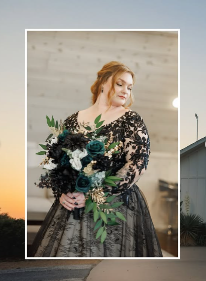 Glamorous Black Lace Wedding Dress,Gothic Bridal Gown Y7353