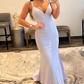 Sparkly Mermaid Spaghetti Straps Yellow Long Prom Dress Y7234