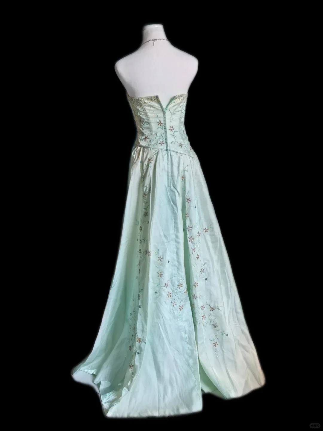 Pretty Mint Green Strapless Satin Beaded A Line Long Birthday Dress Party Dress SP2324