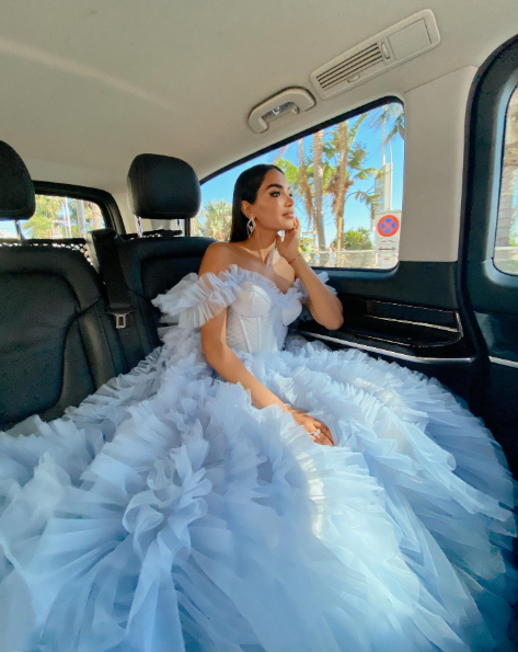 Charming Off The Shoulder Sky Blue Tulle Pleated Long Party Dress Birthday Outfits SP1129