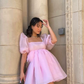 Fairy Mesh Tulle Dress for Women Puff Sleeve Mini Princess Dress Square Neck Homecoming Dress,Y2425