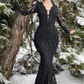 Women's Lace Mermaid Evening Dress, Luxurious Black Prom Dress Y6890