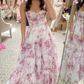 Chiffon A-line Floral Print Prom Dress Senior Prom Gown Y6747