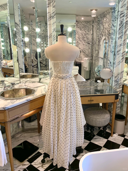 Charming White Sweetheart Neck Polka Dot Chiffon Hi-Low Homecoming Dress Birthday Outfits SP2356