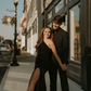 Glitter Black Sequins Prom Dress With Split  Y5743
