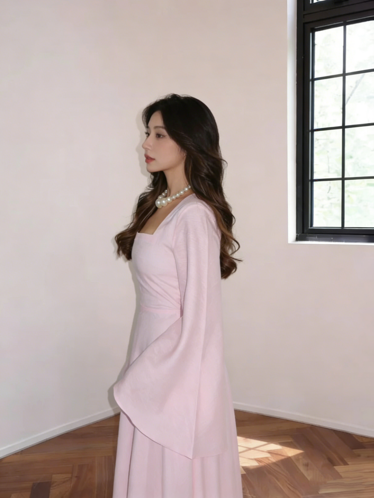 Elegant Pink Square Neck Satin A-Line Long Wedding Guest Dress Formal Party Dress SP1867