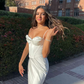 Elegant Spaghetti Straps White Formal Dress,Sorority Formal, White Prom Dress Y5427