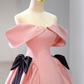 Pink Satin Long Prom Dress, Pink Formal Evening Dresses Y4974