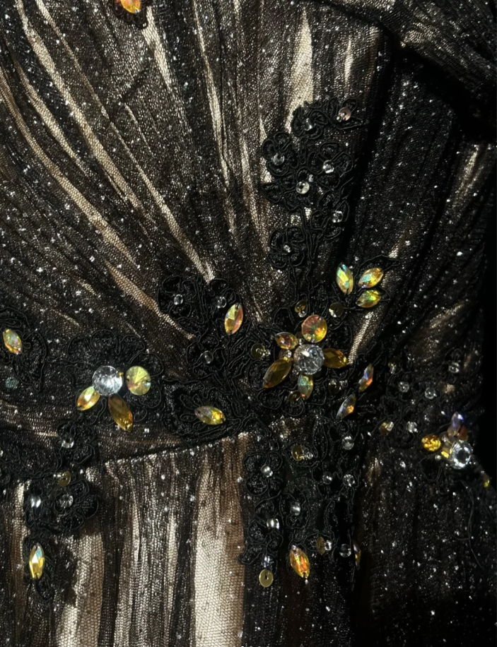 Glitter Strapless Tulle Appliques Beaded Mermaid Long Evening Dress Birthday Prom Dresses SP1791