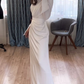 Elegant White Sheath Long Sleeves Prom Dress Y6892
