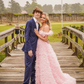 Pink Tulle Ruffled Gown,Tulle Prom Dress,Corset Tulle Evening Dress Y6093