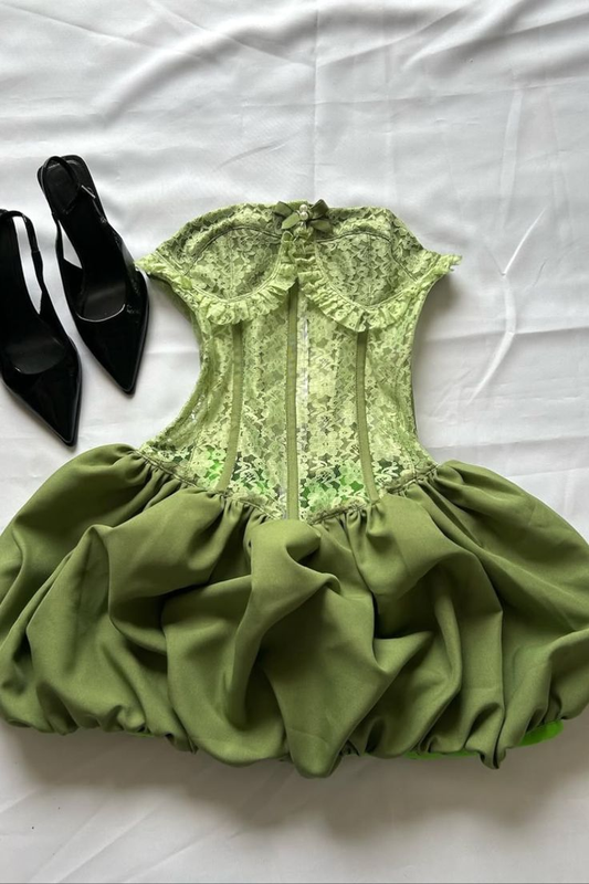 Cute Yellow Lace Satin A Line Short Prom Dress,Strapless Short 6th Grade Homecoming Dress SP3354