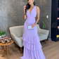 Lavender Mermaid Sleeveless Prom Dress,Lavender Evening Gown Y2876