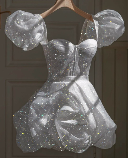 Glitter Sparkle White Homecoming Dress,Retro White 22th Birthday Outfi Simplepromdress Glitter Sparkle White Homecoming Dress,Retro White 22th Birthday Outfi Simplepromdress
