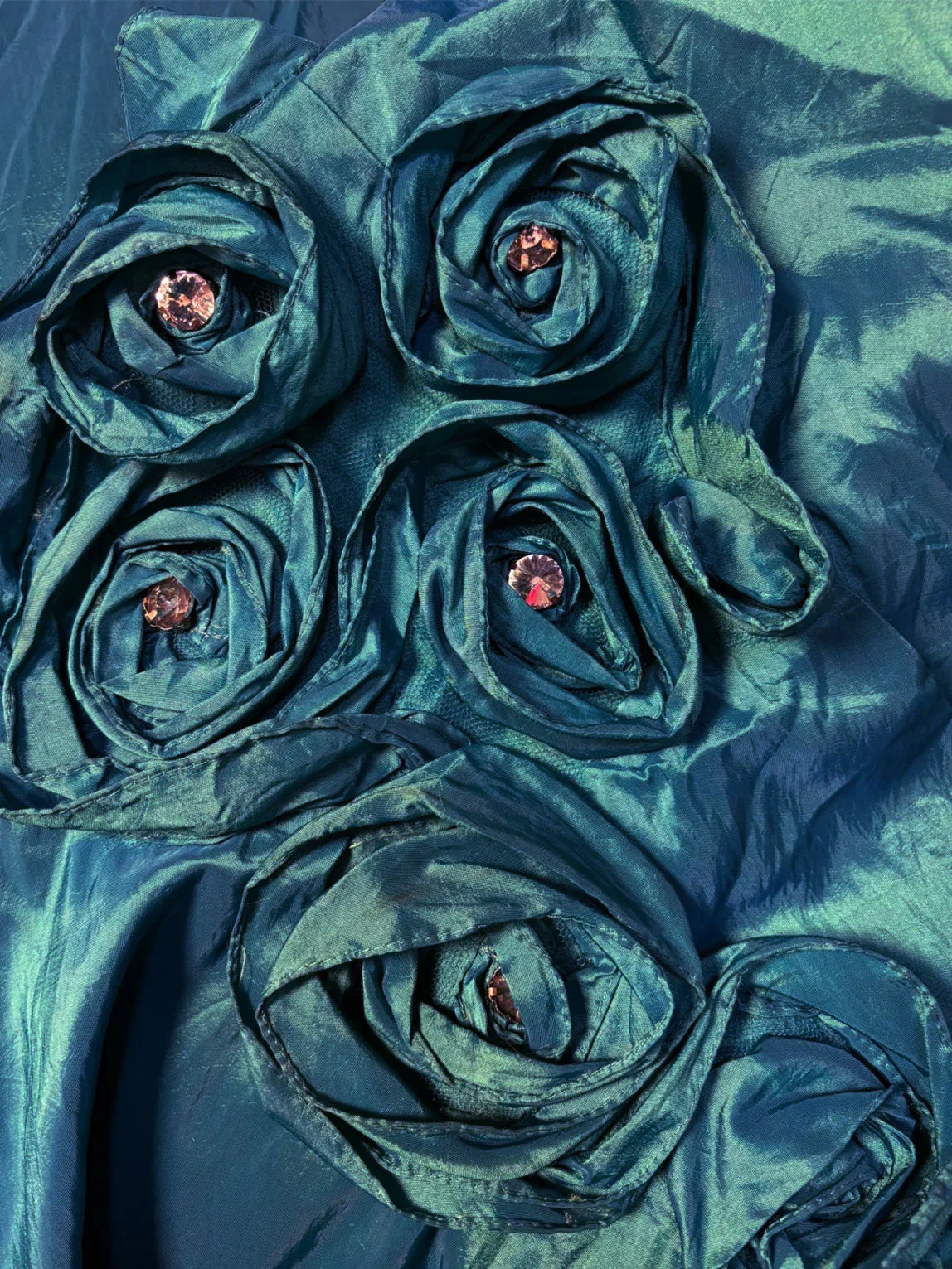 Vintage Blue Strapless Sequin Satin Pleated 3D Flowers Mermaid Long Evening Dress Formal Prom Dresses SP1385