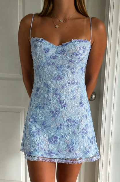 Gorgeous Purple Tulle Sequin Beaded Short 6th Grade Homecoming Dress,Spaghetti Straps Short Party Dress SP3327