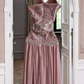 Classy Halter Pink Chiffon Beaded Long Party Dress 18th Birthday Outfits SP1753