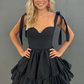 Cute Tie Straps Green Corset Ruffle Short Homecoming Dress Y2724