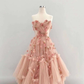 Sweetheart Neckline A Line Tulle Long Floral Fairy Prom Dresses With Flowers Y2396