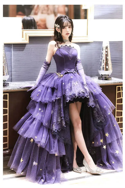 Elegant Purple Stars A-Line Prom Dress Y2738