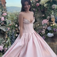 Pink Strapless A Line Long Prom Dress Elegant Evening Dress Brithday Outfits Y7531