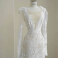 Elegant White Lace Appliques Mermaid Evening Dress,Backless Prom Dress Wedding Dress Y8677