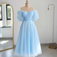 Lilac Glittered Tulle Midi-length Prom Dress, Engagement Dress, Promise Dress,Corset Dress Y4777
